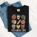 Teacher Life Stacked Icons Tee - 6 Colors