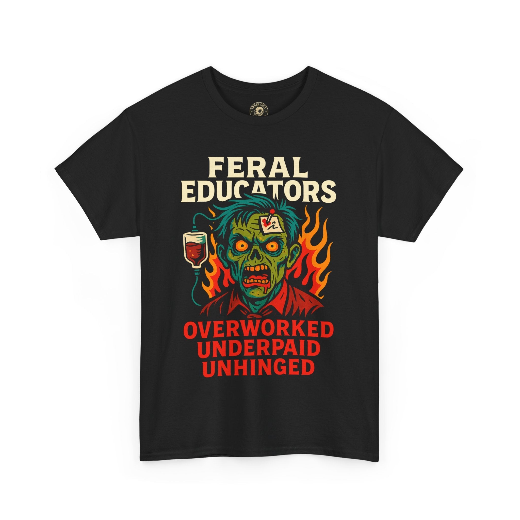 Feral Educators Zombie Tee | Unisex Heavy Cotton Shirt for Teachers | Funny Gift for Educators, Halloween Costume, Teacher Appreciation