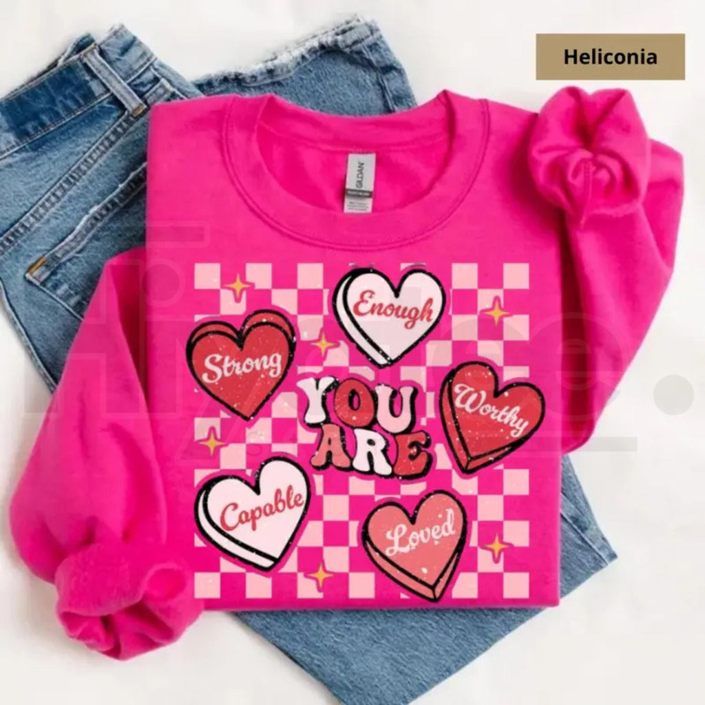 Retro "You Are Loved" Teacher Valentine Sweatshirt: Cute Heart Back to School Sweater