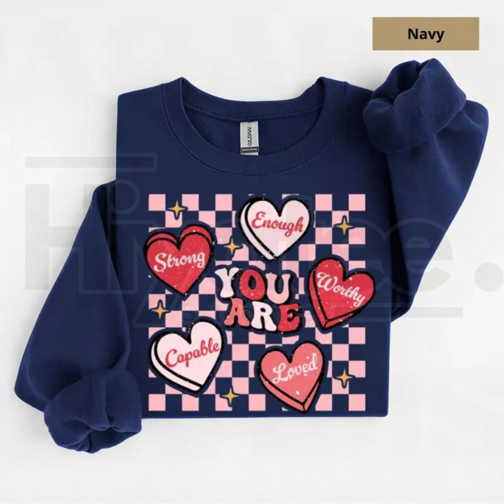 Retro "You Are Loved" Teacher Valentine Sweatshirt: Cute Heart Back to School Sweater