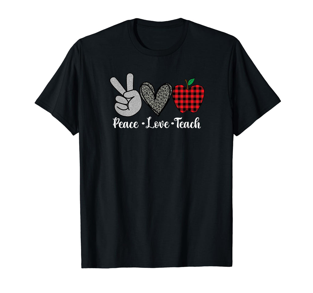 Peace Love Teach Teacher Supplies Stuff T-Shirt - Graphic Print Men Women