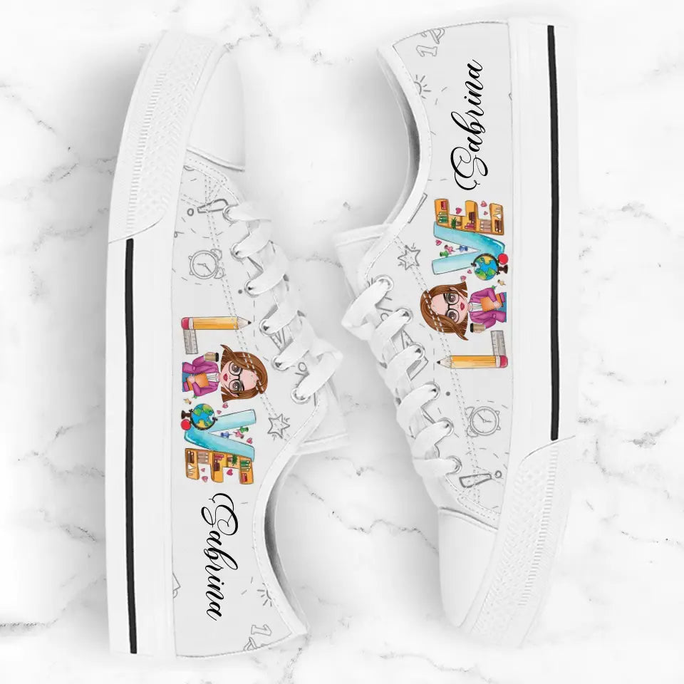 Custom Personalized Teacher Sneakers - Gift Idea For Teacher - Love