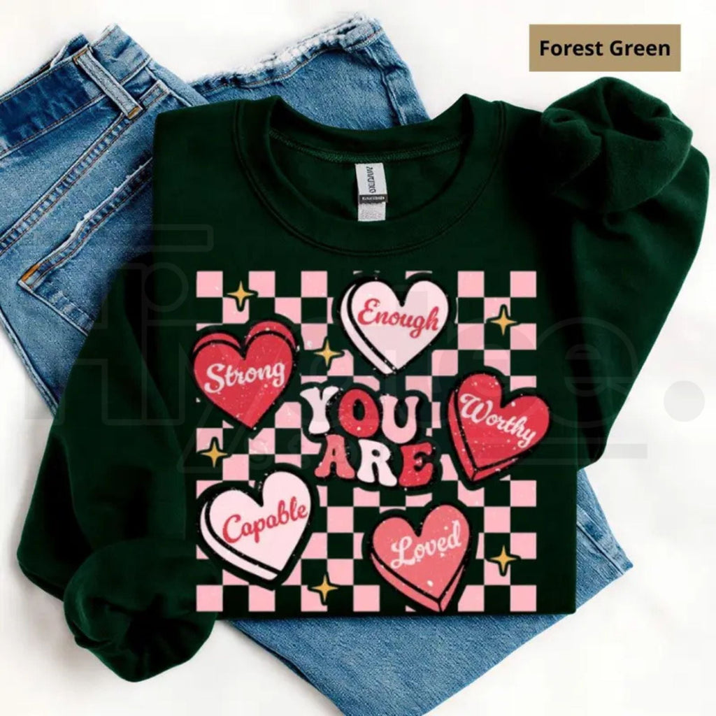Retro "You Are Loved" Teacher Valentine Sweatshirt: Cute Heart Back to School Sweater