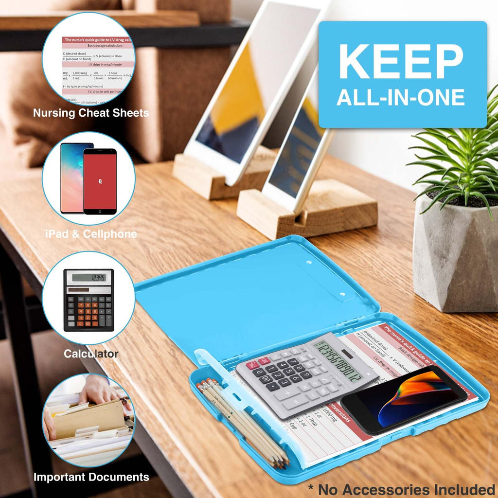 Sooez Clipboard with Storage, Clip Board 8.5 x 11 with Pen Holder, Plastic Organization Case Box for Letter Legal A4 Size Paper, Low Profile Clip, Nurses Teachers Must Haves, School & Office Supplies
