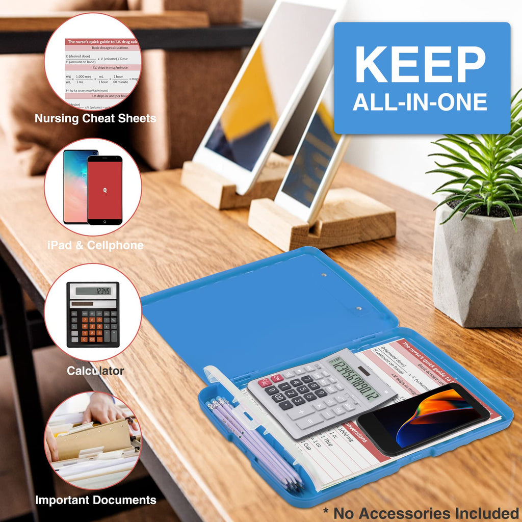 Sooez Clipboard with Storage, Clip Board 8.5 x 11 with Pen Holder, Plastic Organization Case Box for Letter Legal A4 Size Paper, Low Profile Clip, Nurses Teachers Must Haves, School & Office Supplies