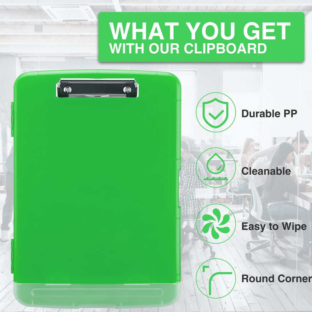 Sooez Clipboard with Storage, Clip Board 8.5 x 11 with Pen Holder, Plastic Organization Case Box for Letter Legal A4 Size Paper, Low Profile Clip, Nurses Teachers Must Haves, School & Office Supplies