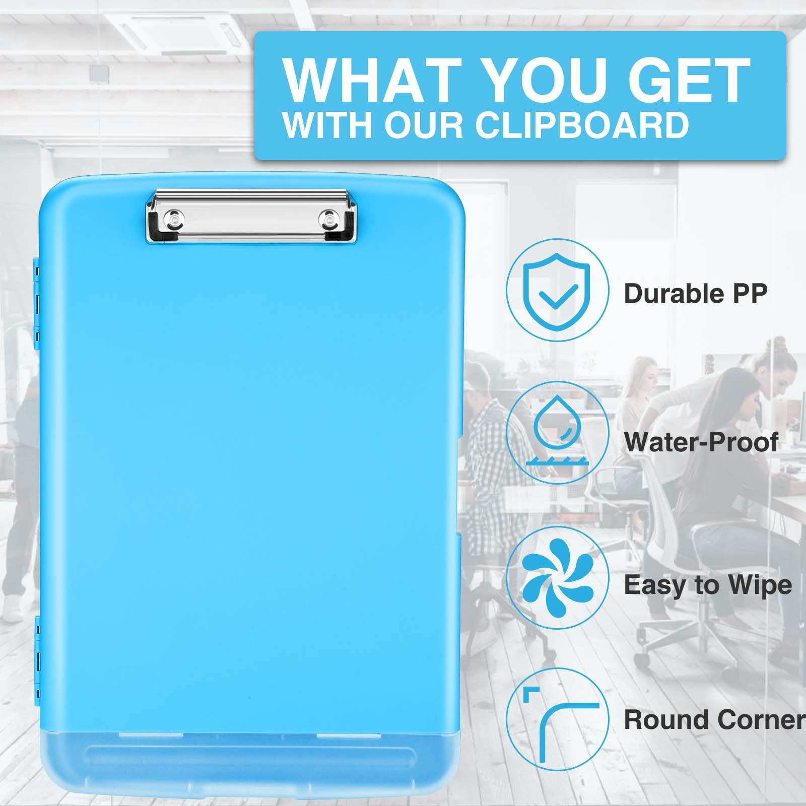Sooez Clipboard with Storage, Clip Board 8.5 x 11 with Pen Holder, Plastic Organization Case Box for Letter Legal A4 Size Paper, Low Profile Clip, Nurses Teachers Must Haves, School & Office Supplies