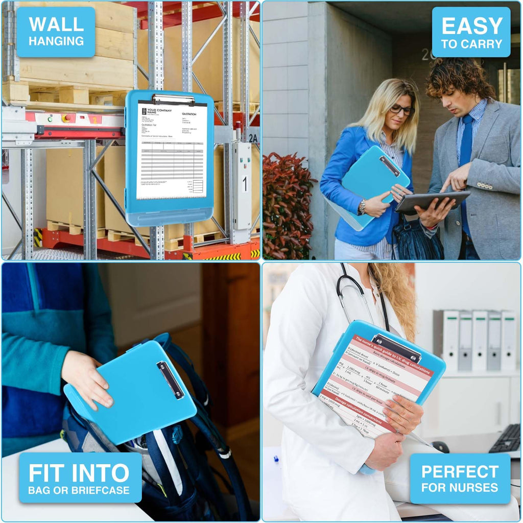 Sooez Clipboard with Storage, Clip Board 8.5 x 11 with Pen Holder, Plastic Organization Case Box for Letter Legal A4 Size Paper, Low Profile Clip, Nurses Teachers Must Haves, School & Office Supplies