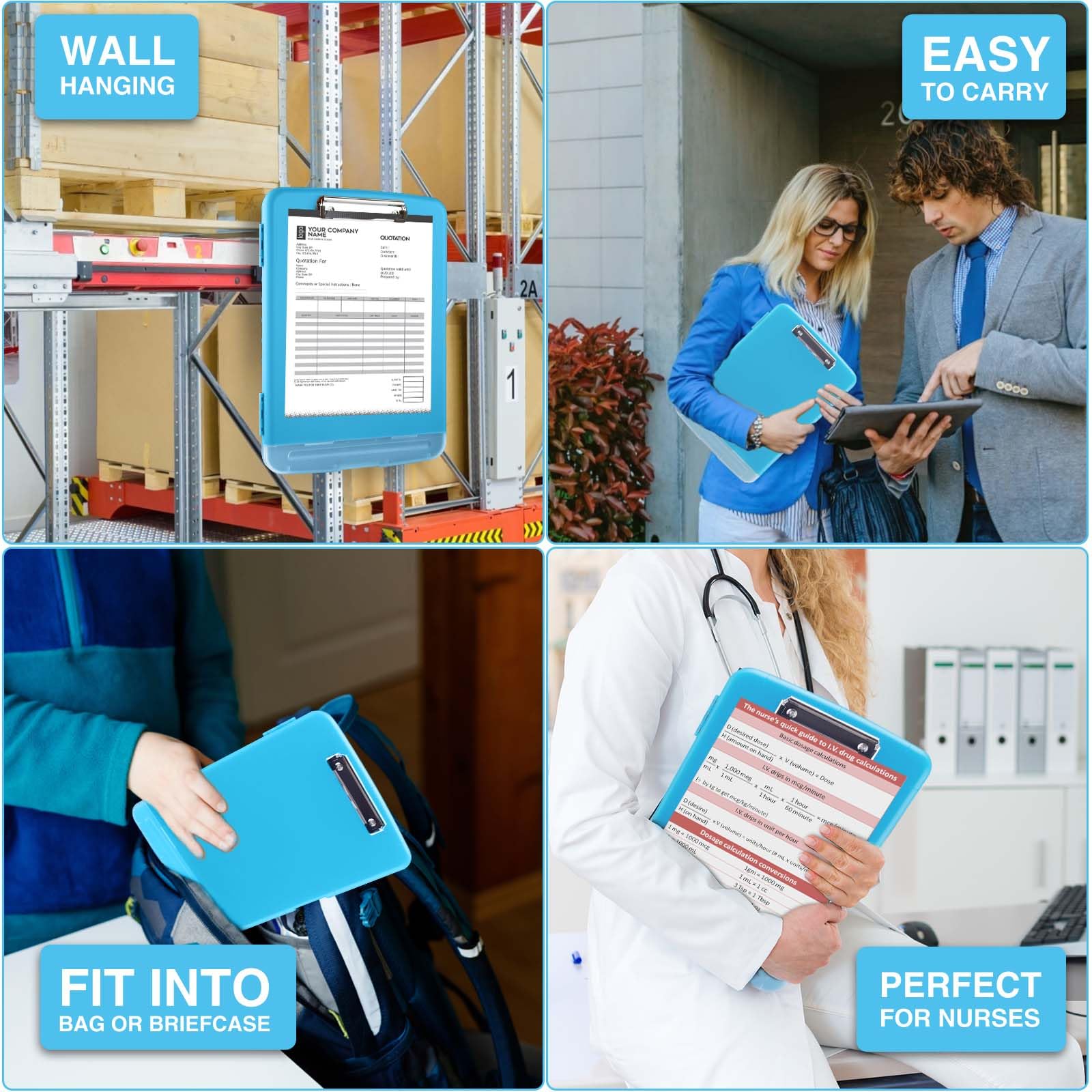 Sooez Clipboard with Storage, Clip Board 8.5 x 11 with Pen Holder, Plastic Organization Case Box for Letter Legal A4 Size Paper, Low Profile Clip, Nurses Teachers Must Haves, School & Office Supplies