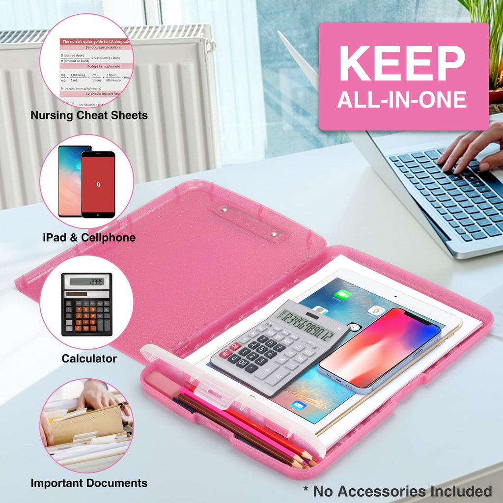 Sooez Clipboard with Storage, Clip Board 8.5 x 11 with Pen Holder, Plastic Organization Case Box for Letter Legal A4 Size Paper, Low Profile Clip, Nurses Teachers Must Haves, School & Office Supplies
