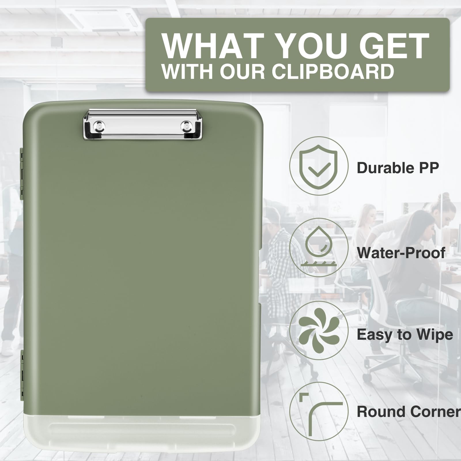 Sooez Clipboard with Storage, Clip Board 8.5 x 11 with Pen Holder, Plastic Organization Case Box for Letter Legal A4 Size Paper, Low Profile Clip, Nurses Teachers Must Haves, School & Office Supplies