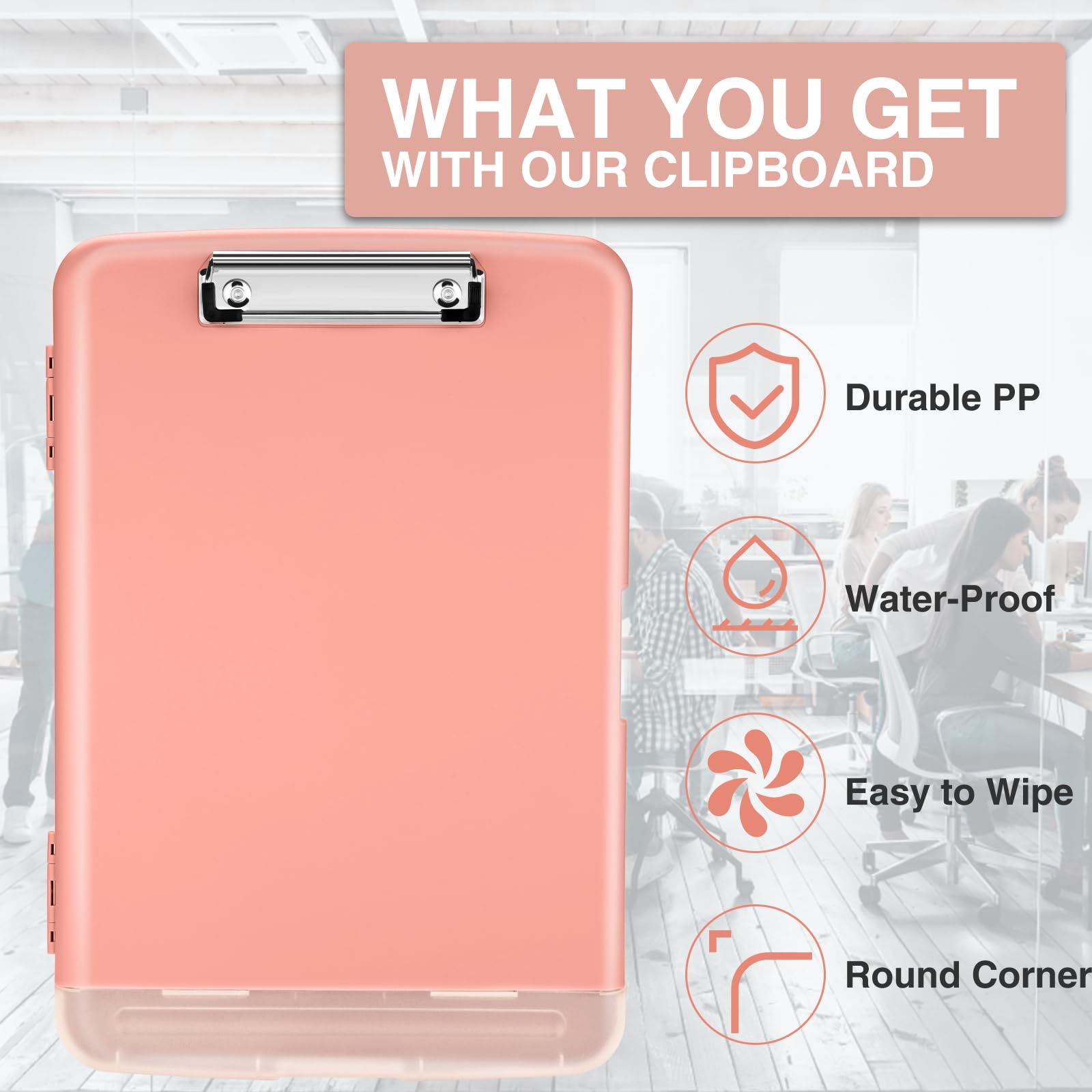 Sooez Clipboard with Storage, Clip Board 8.5 x 11 with Pen Holder, Plastic Organization Case Box for Letter Legal A4 Size Paper, Low Profile Clip, Nurses Teachers Must Haves, School & Office Supplies