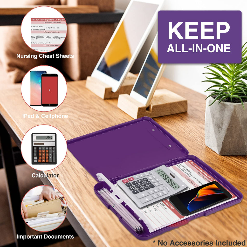 Sooez Clipboard with Storage, Clip Board 8.5 x 11 with Pen Holder, Plastic Organization Case Box for Letter Legal A4 Size Paper, Low Profile Clip, Nurses Teachers Must Haves, School & Office Supplies