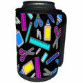 3dRose Janna Salak Designs Teachers and School Stuff - Cute Cartoon School Supplies - Black - Can Cooler Bottle Wrap (cc_77587)