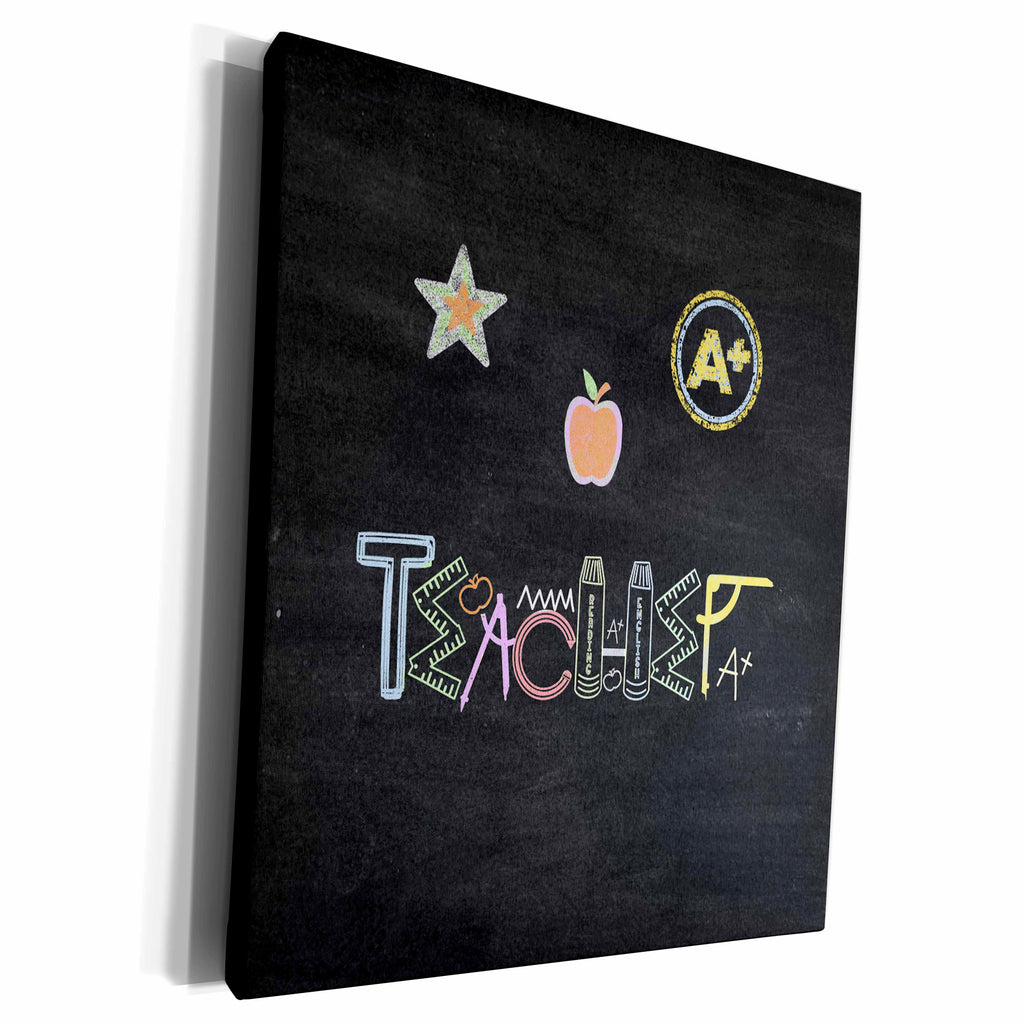 3dRose Image of Teacher Spelled, School Supplies, Blackboard... - Museum Grade Canvas Wrap (cw_334038)