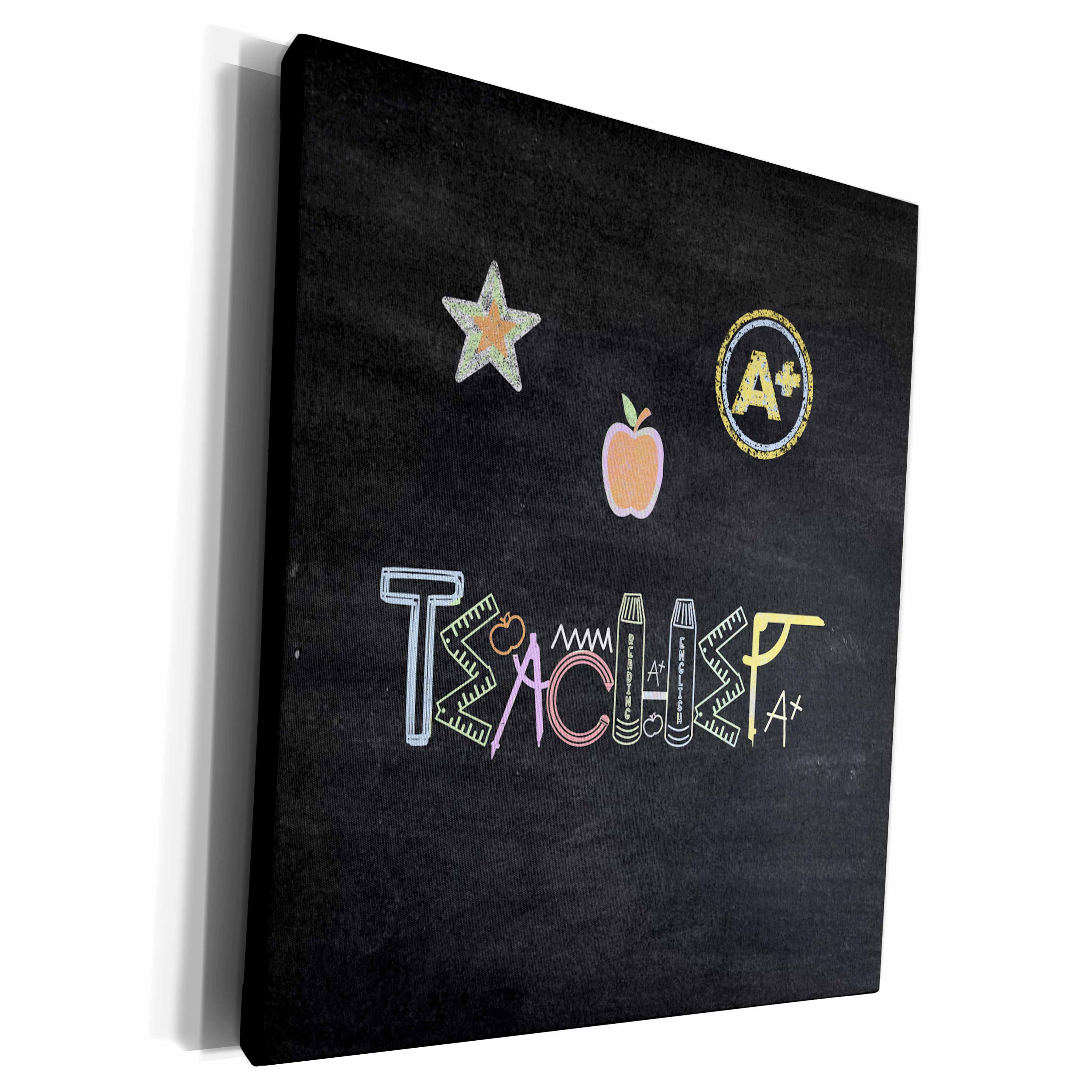 3dRose Image of Teacher Spelled, School Supplies, Blackboard... - Museum Grade Canvas Wrap (cw_334038)