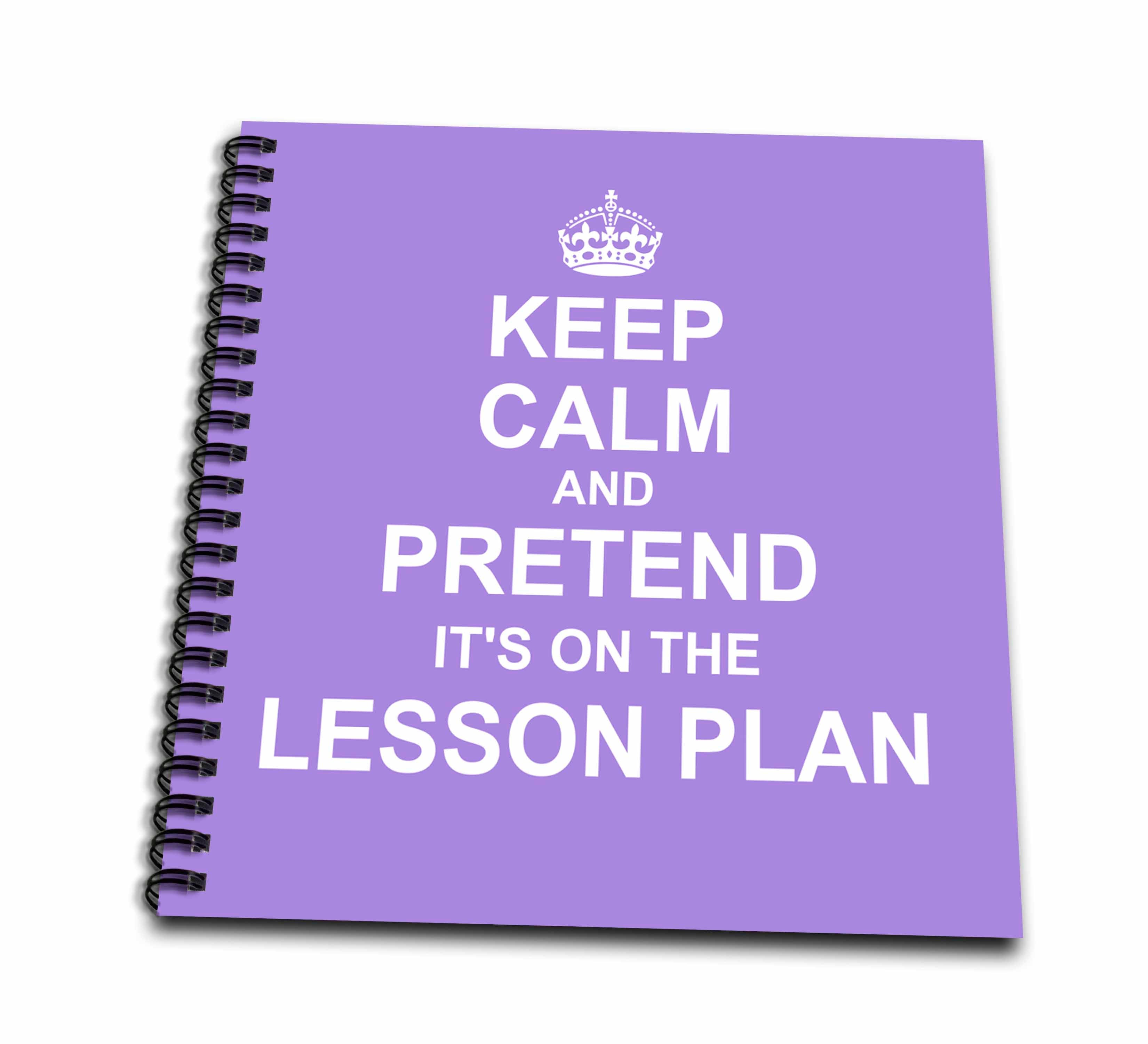 3dRose InspirationzStore Typography - Purple Keep Calm and Pretend its on the Lesson Plan fun teacher gift - Drawing Books (db_179746)