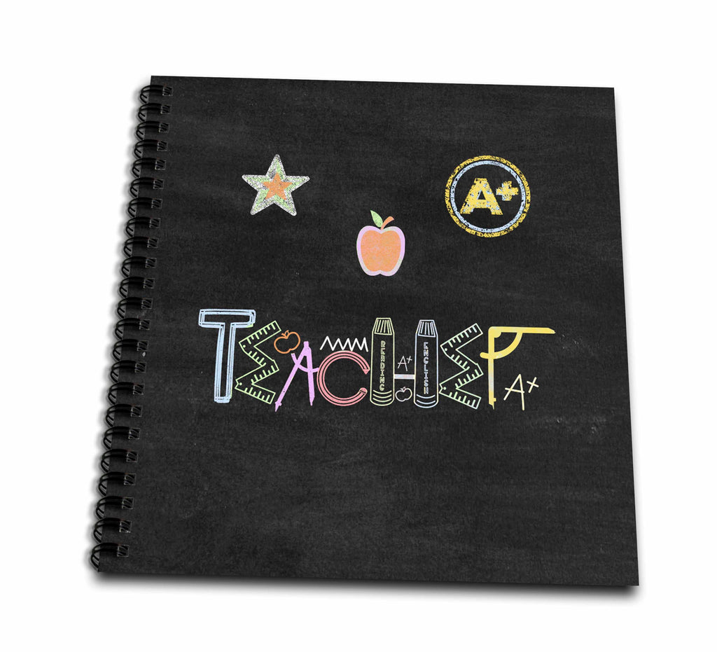 3dRose Image of Teacher Spelled, School Supplies, Blackboard Style,... - Drawing Books (db_334038)