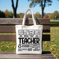 Teacher Label Tote Bag, Funny Barcode Gift Shopper for Dedicated Educators