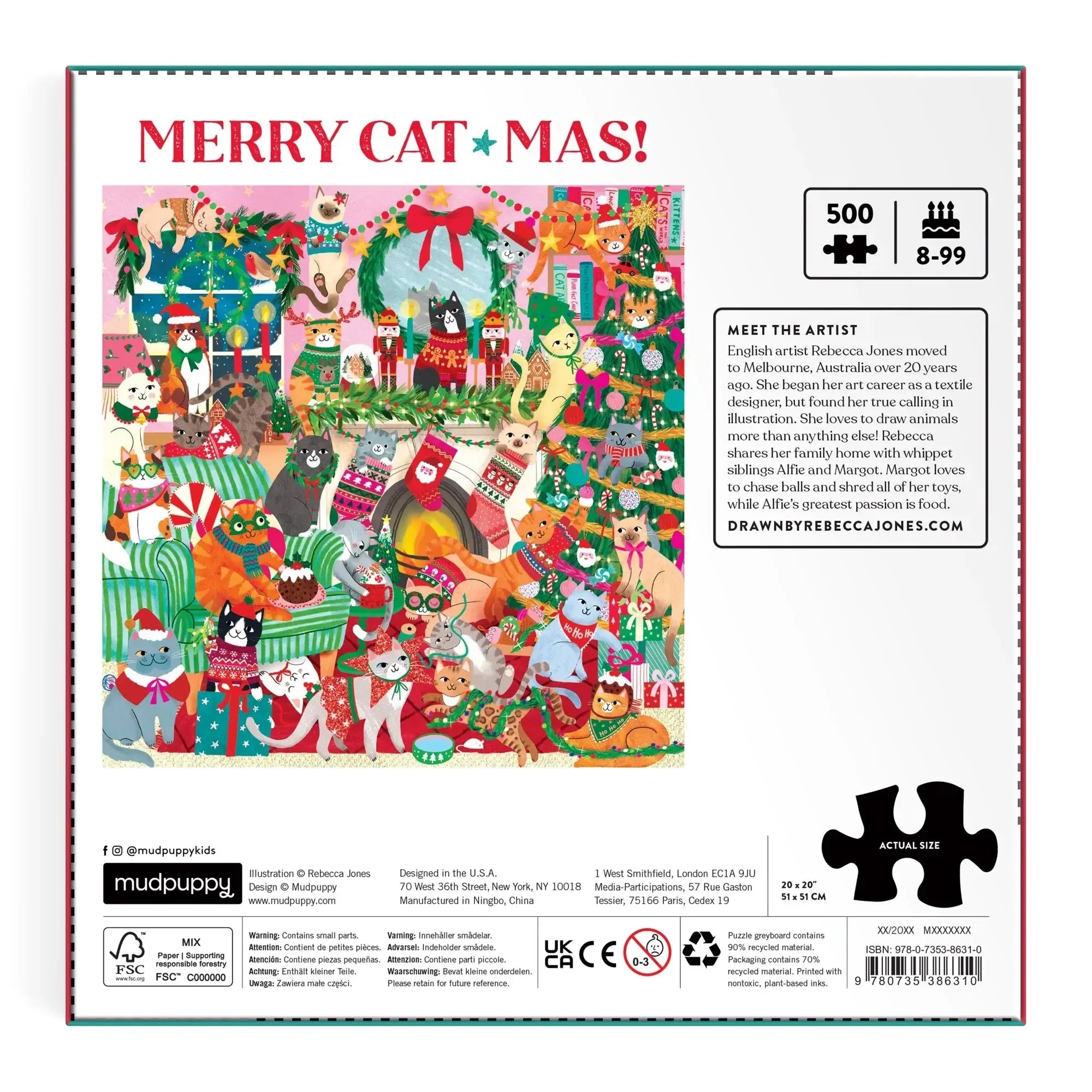 Merry Catmas 500 Piece Jigsaw Puzzle Mudpuppy