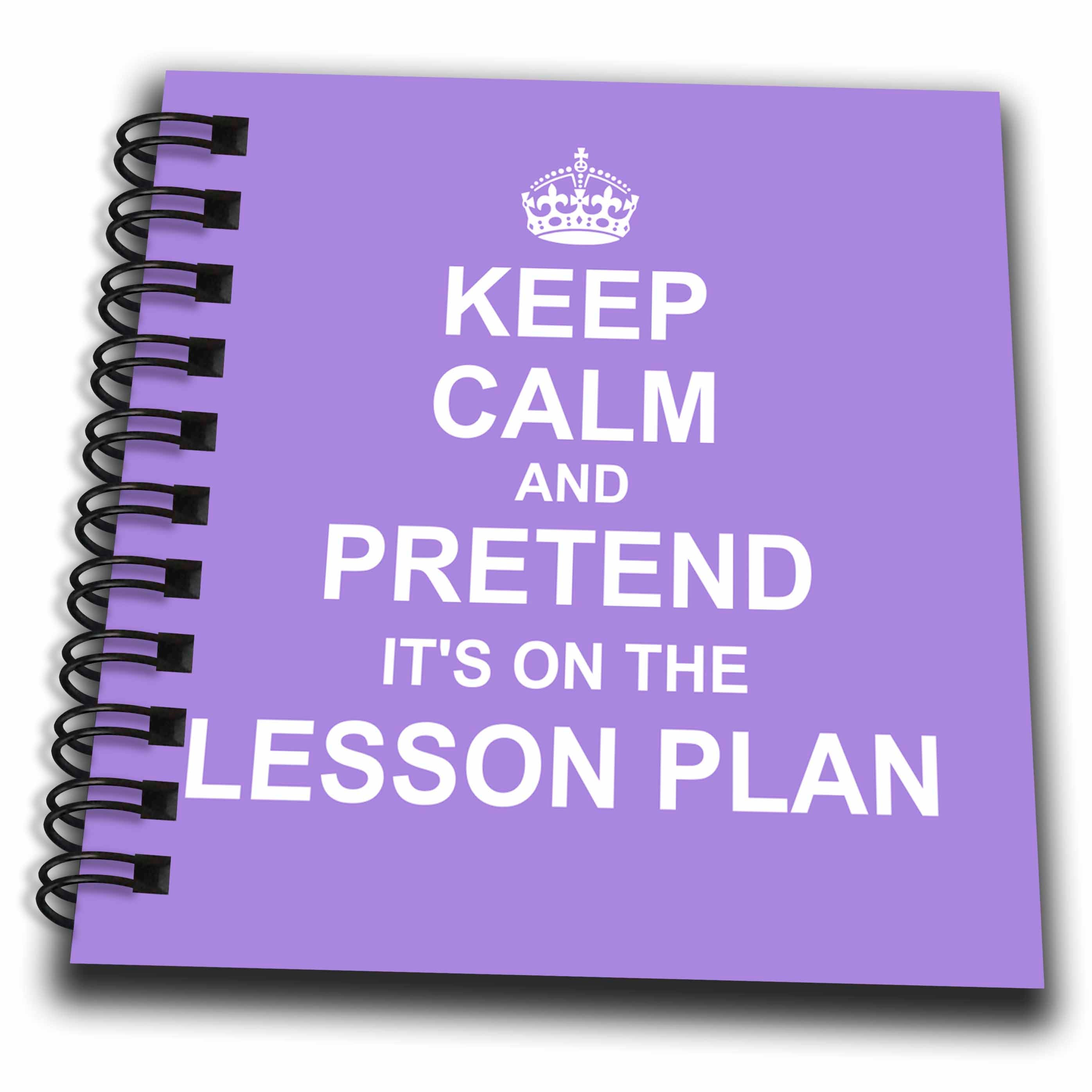 3dRose InspirationzStore Typography - Purple Keep Calm and Pretend its on the Lesson Plan fun teacher gift - Drawing Books (db_179746)