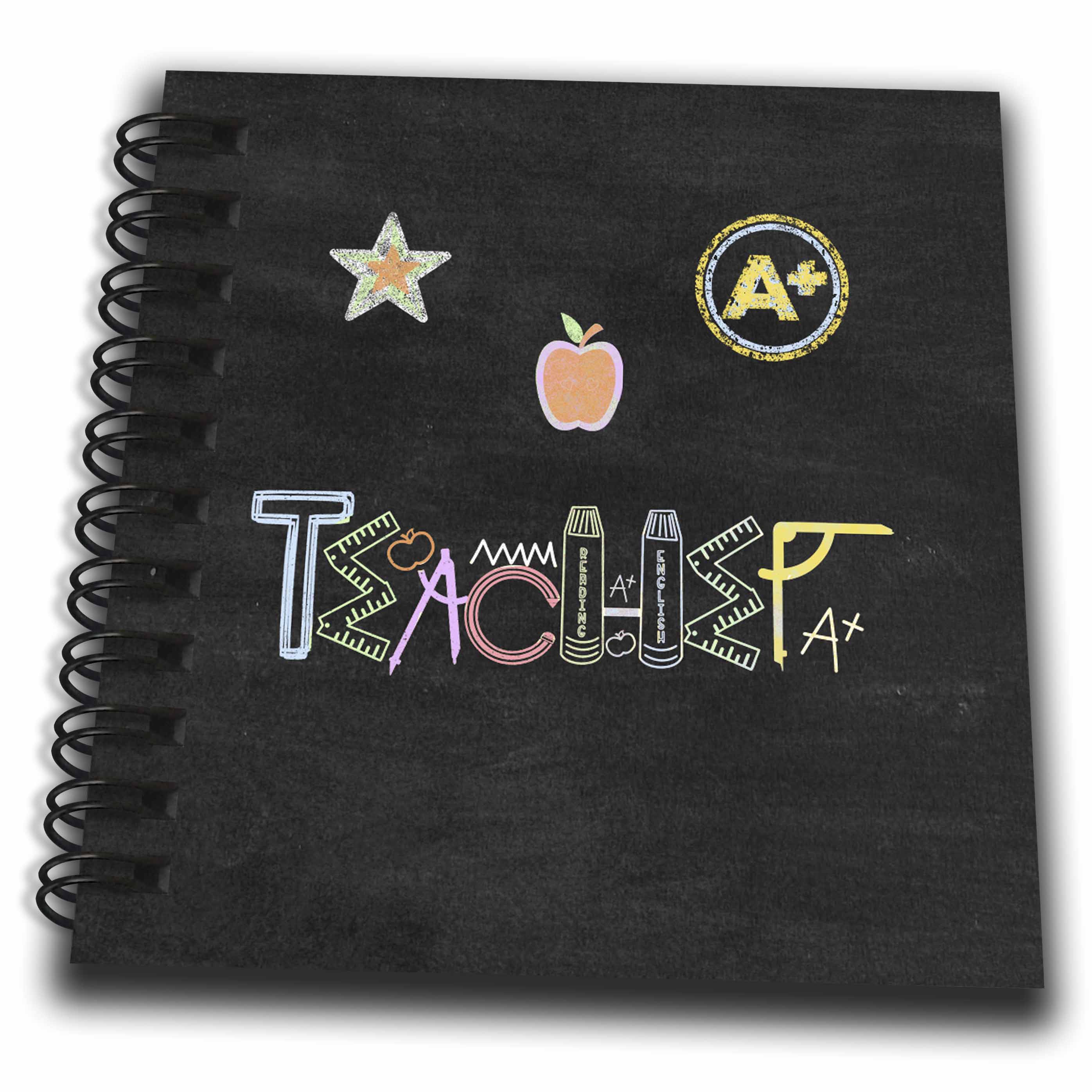 3dRose Image of Teacher Spelled, School Supplies, Blackboard Style,... - Drawing Books (db_334038)