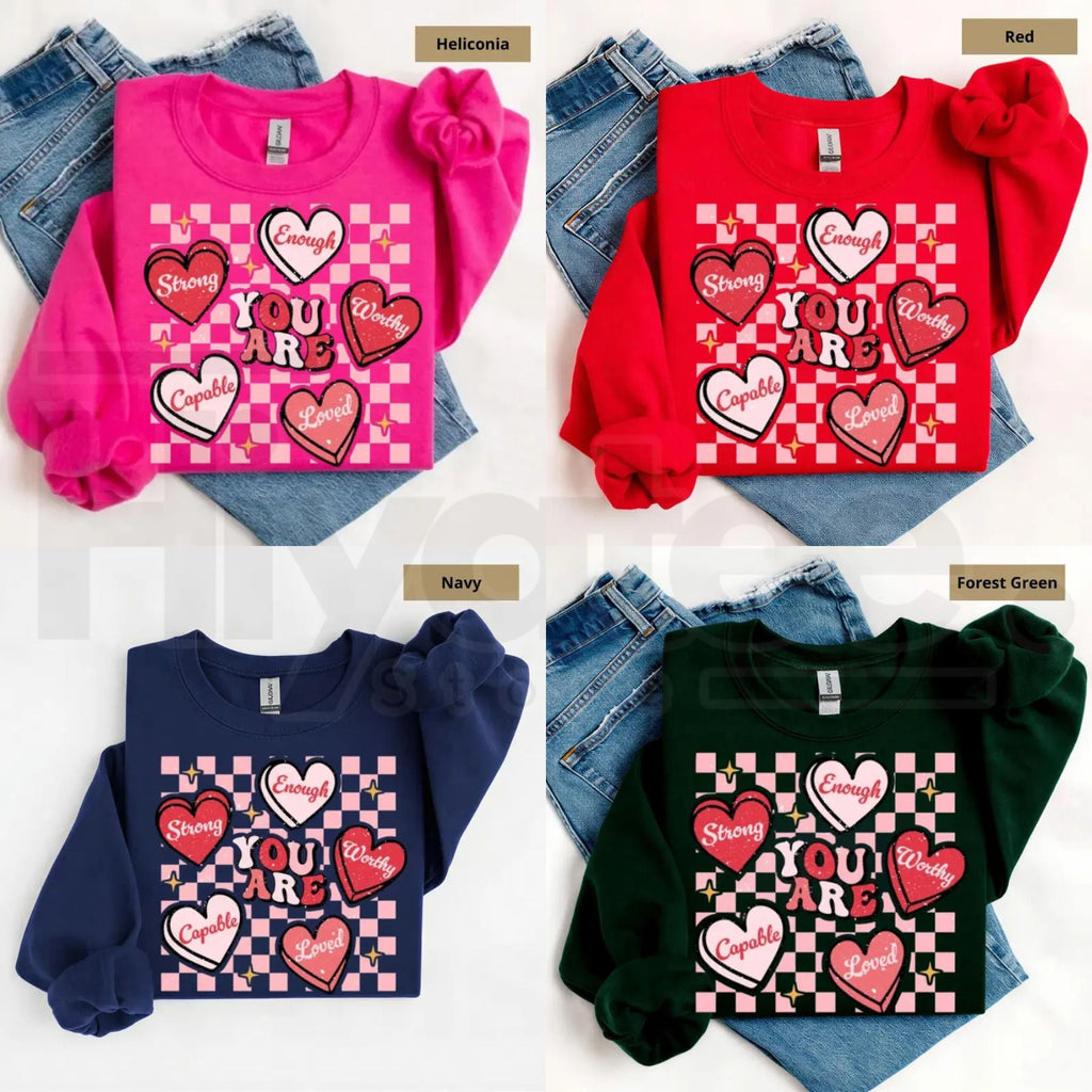 Retro "You Are Loved" Teacher Valentine Sweatshirt: Cute Heart Back to School Sweater