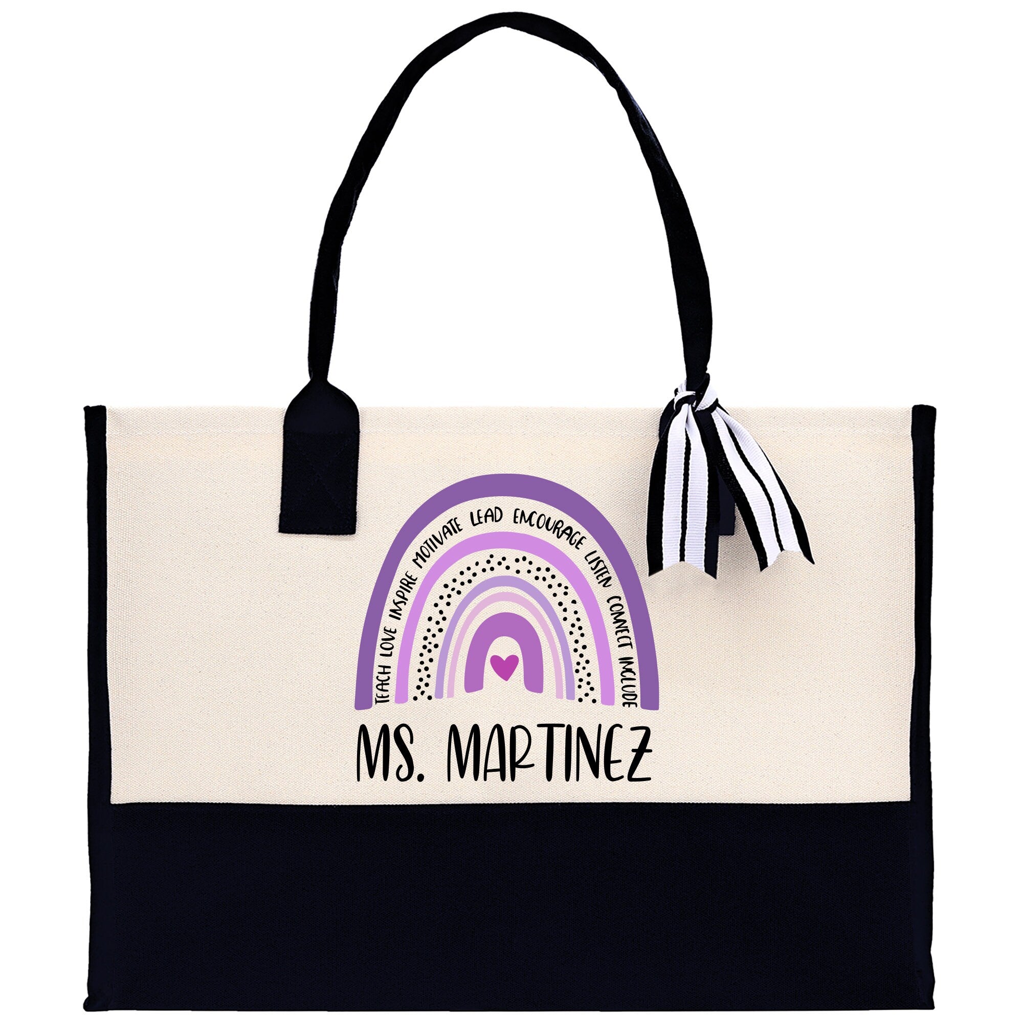 Personalized Teacher Cotton Canvas Tote Bag Gift for Teachers Teacher Life Tote Custom Teacher Appreciation Gift Bag Teacher Name Bag