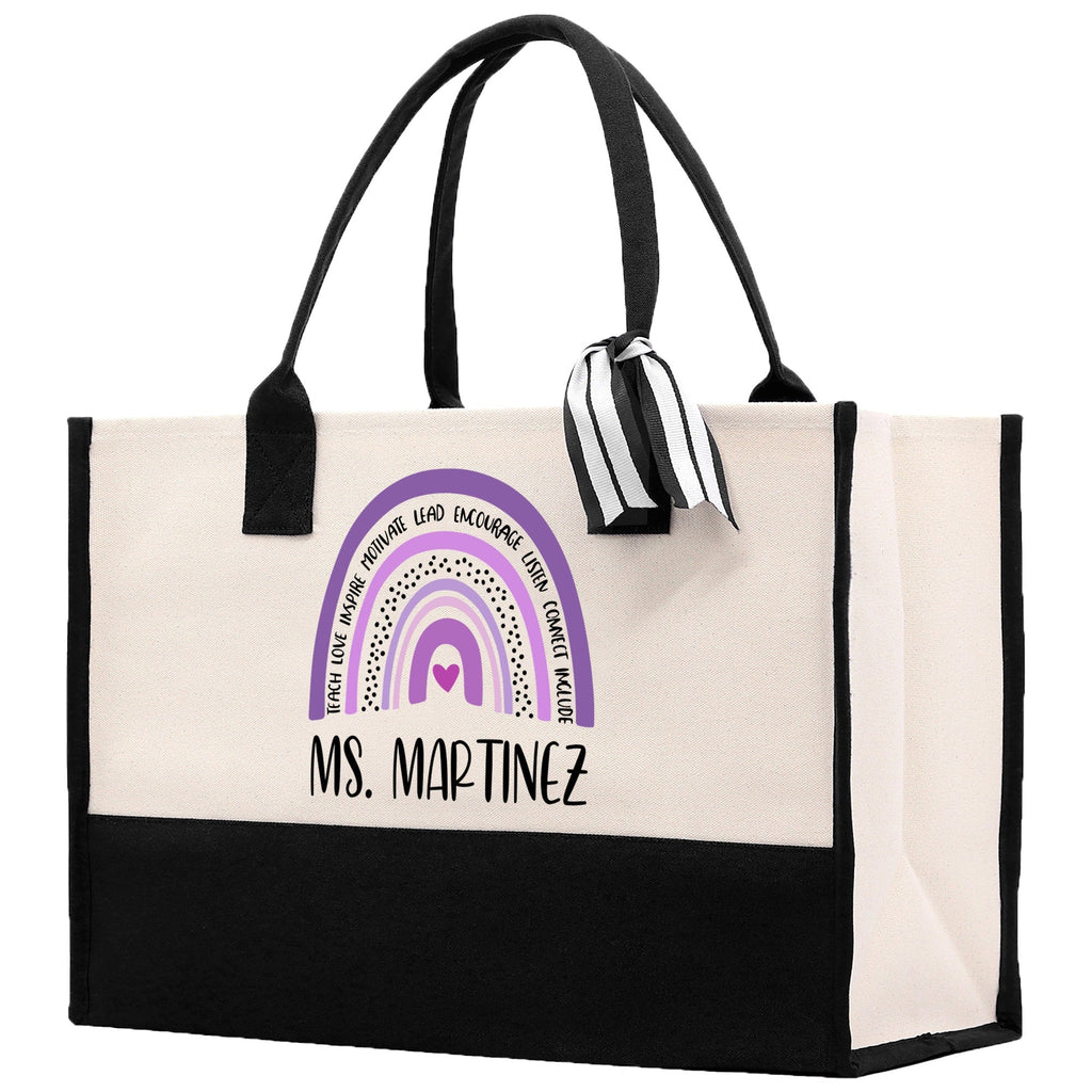 Personalized Teacher Cotton Canvas Tote Bag Gift for Teachers Teacher Life Tote Custom Teacher Appreciation Gift Bag Teacher Name Bag
